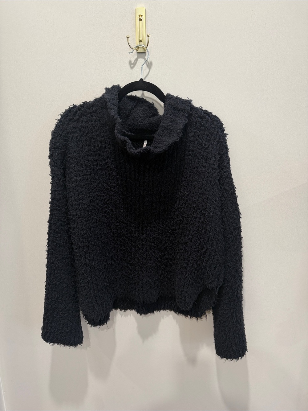 Free People Cozy Black Textured Turtleneck Sweater